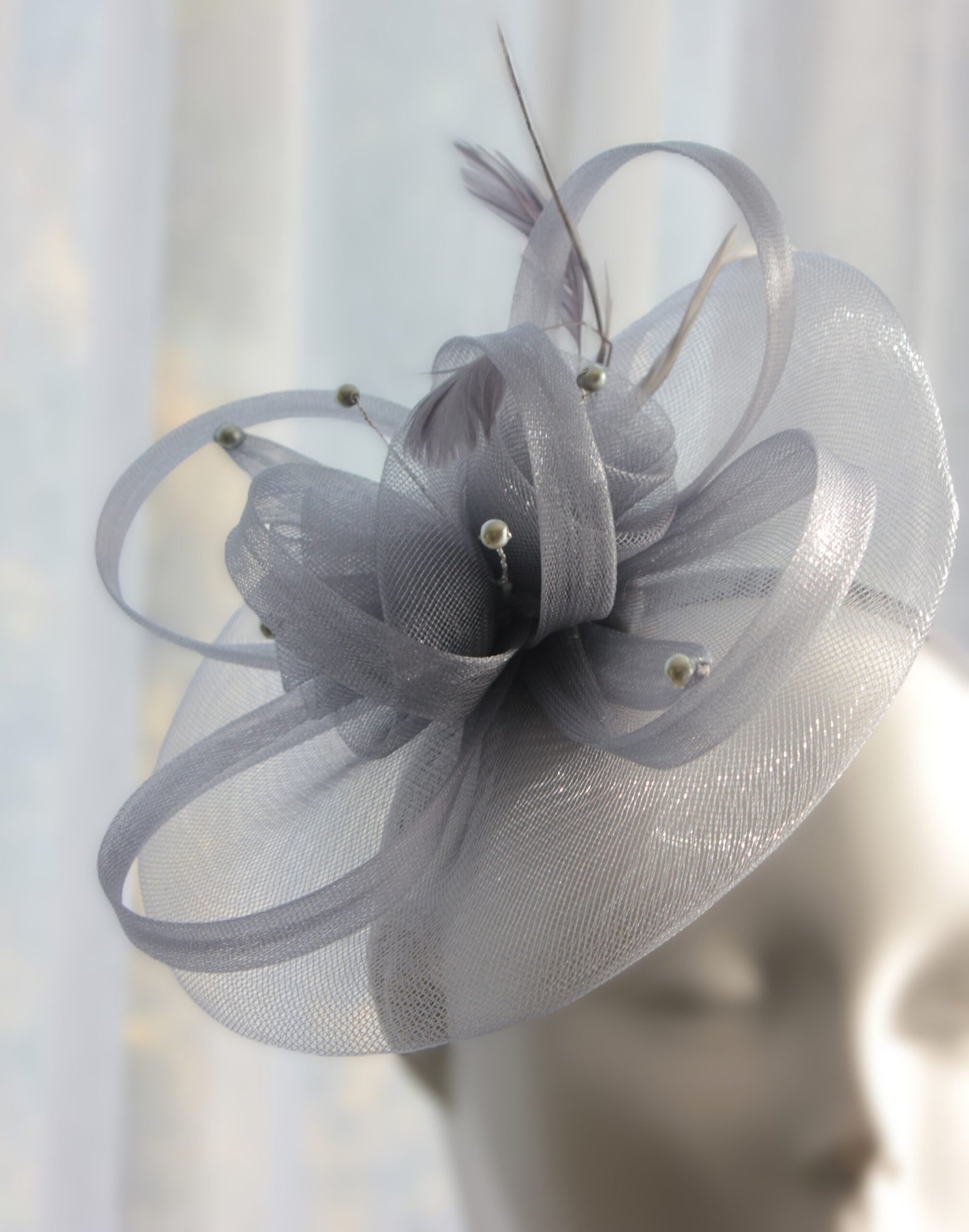 Silver Crinoline Fascinator - Image 2