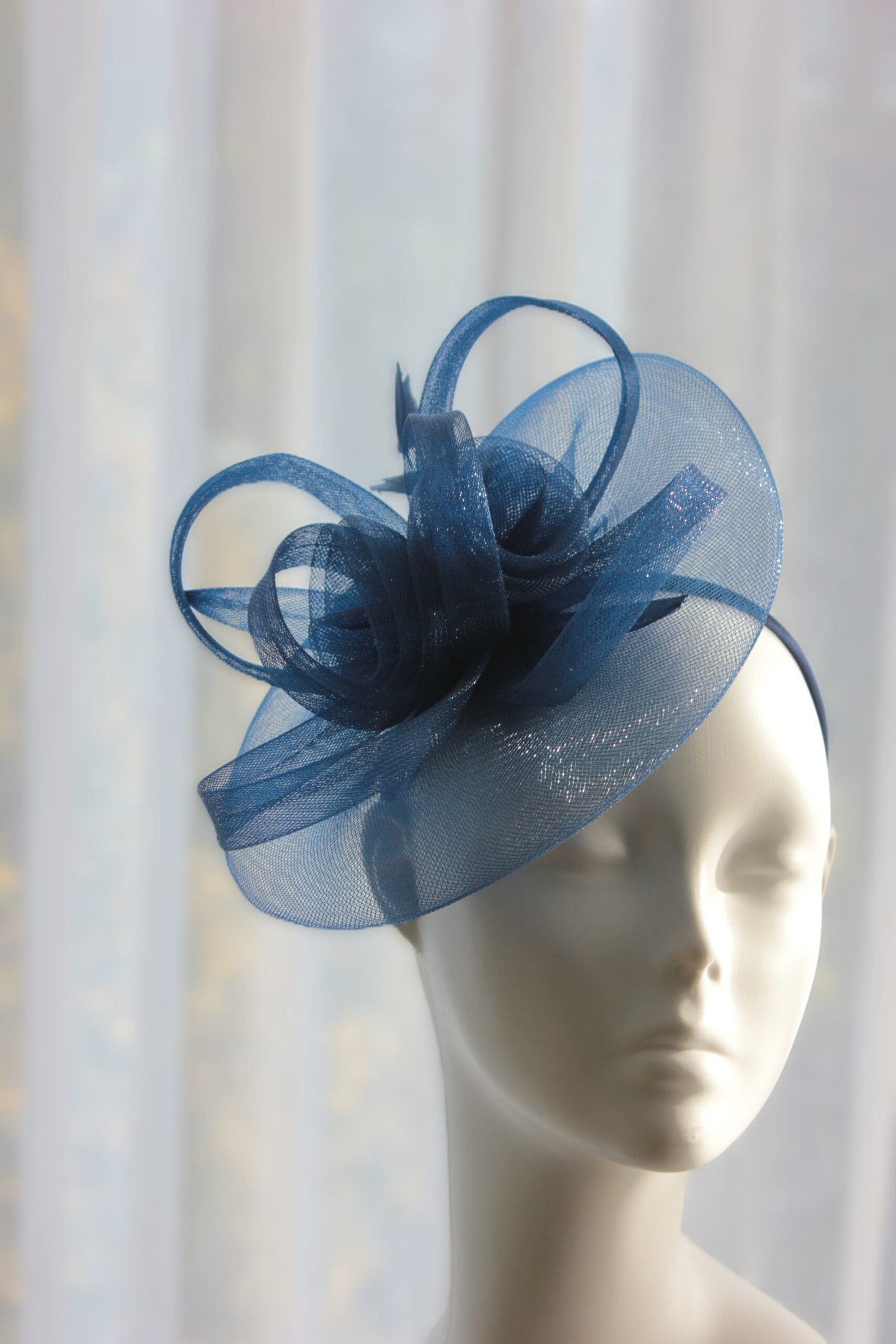 Navy Blue Crinoline Fascinator - Image 2