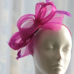 Fuchsia Pink Crinoline Bow Fascinator - Image 2