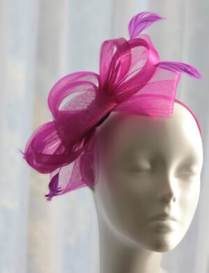 Fuchsia Pink Crinoline Bow Fascinator - Image 2