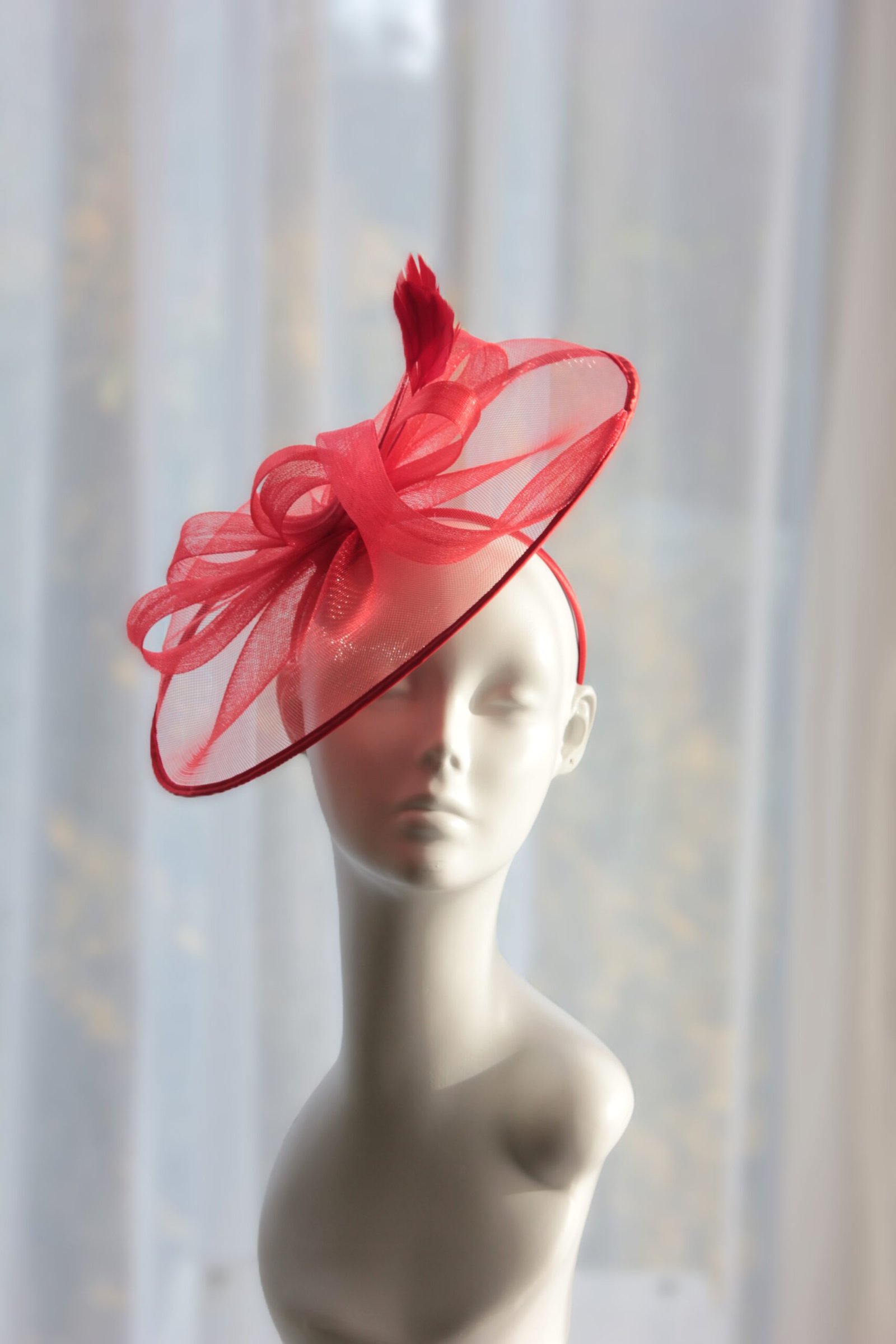 Red Crinoline Fascinator - Image 1