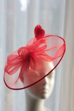 Red Crinoline Fascinator - Image 2