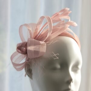 Blush Pink Crinoline and Feather Fascinator - Image 2