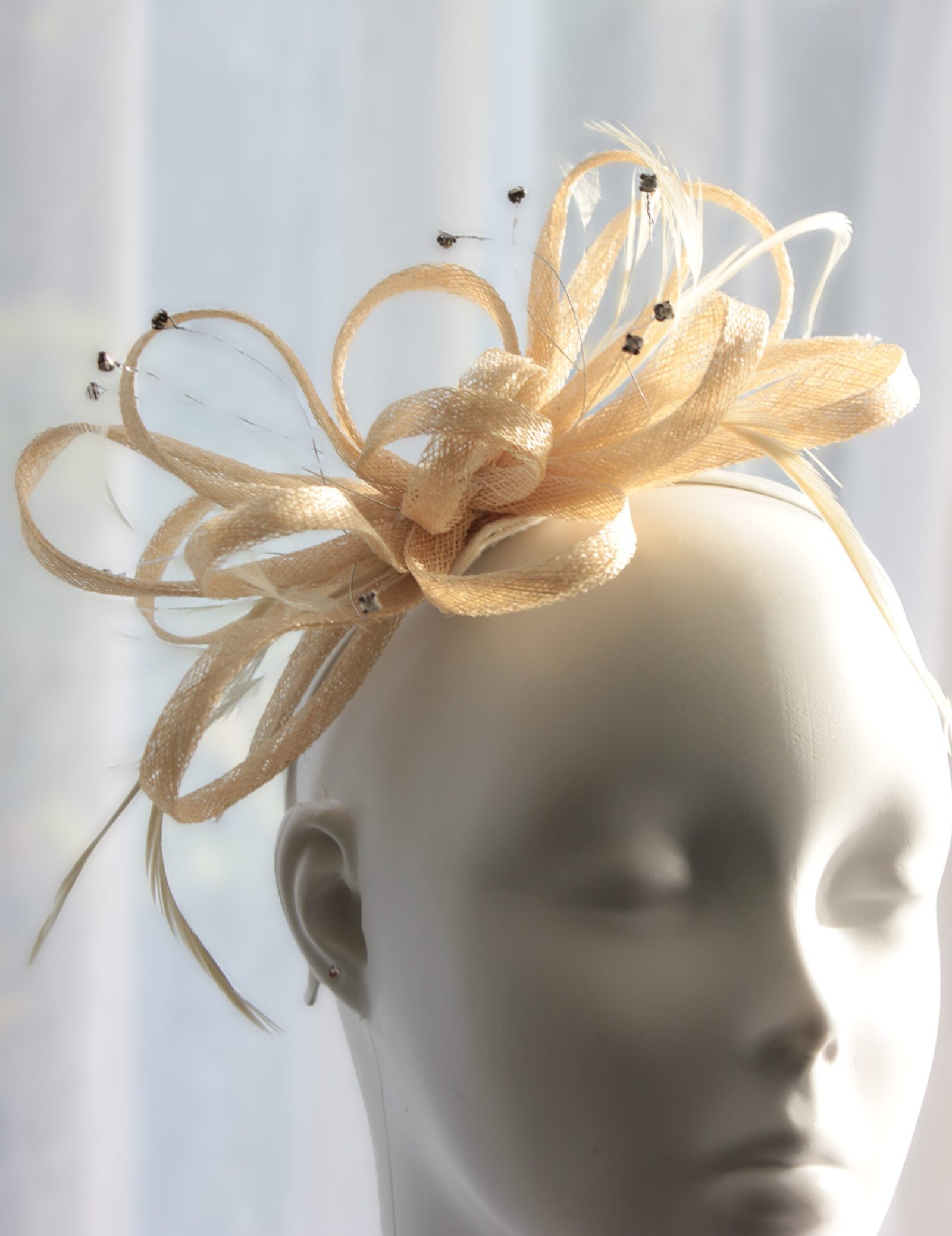 Cream Sinamay Bow Fascinator - Image 2