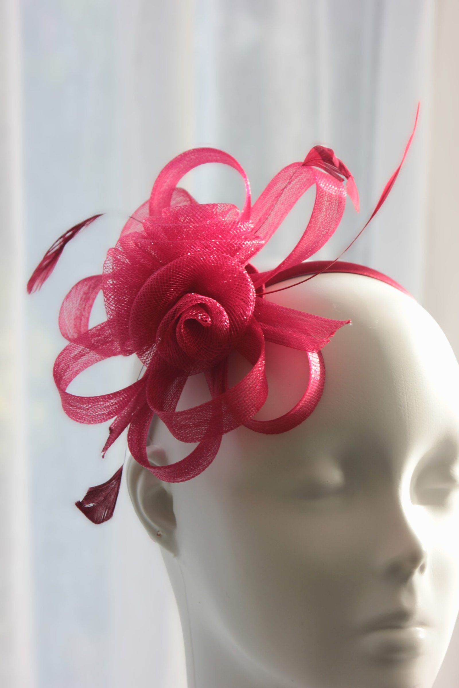 Burgundy Crinoline Bow Fascinator - Image 2