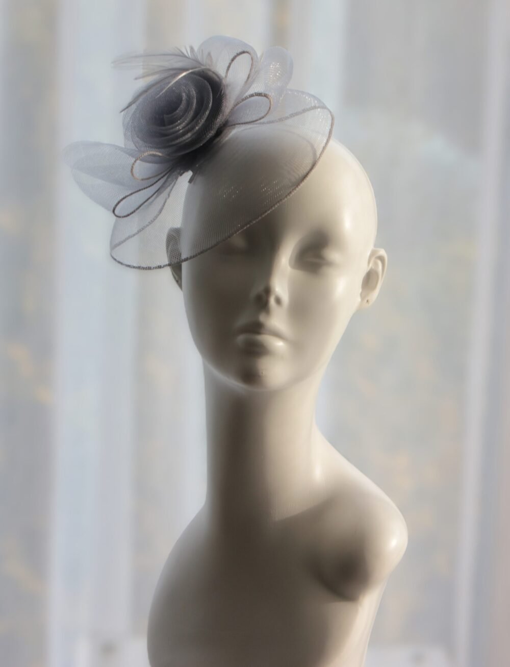 Silver Rose Crinoline Fascinator