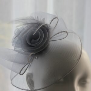 Silver Rose Crinoline Fascinator - Image 2