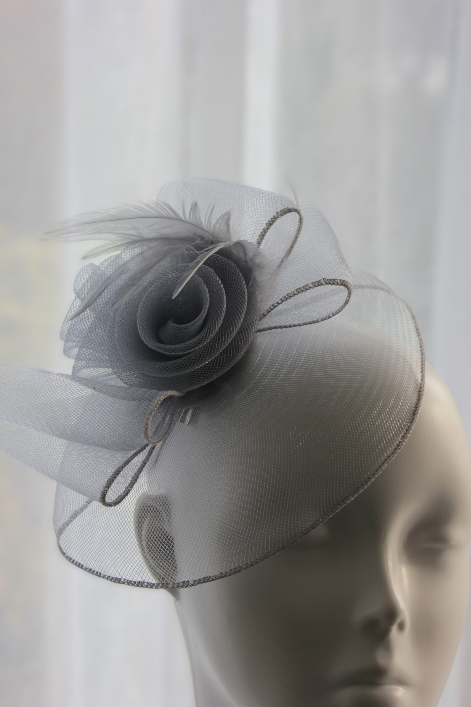 Silver Rose Crinoline Fascinator - Image 2